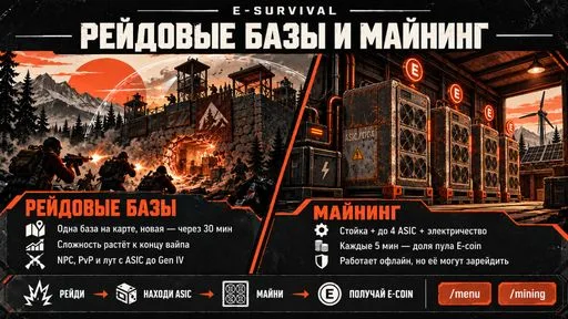 截图 2. E-SURVIVAL x2 Modded | Solo/Duo/Trio | Mining | Вайп 01.10